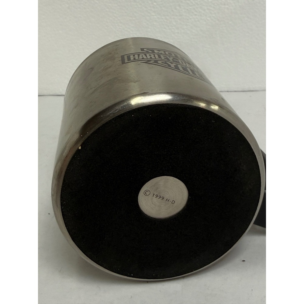 Harley Davidson Coffee Mug Silver Stainless Steel 1999 Logo Insulated - Picture 3 of 4